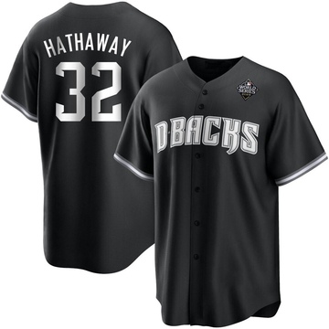 Replica Steve Hathaway Youth Arizona Diamondbacks White Black 2023 World Series Jersey